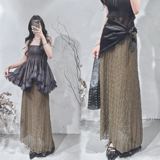 [ 限量現貨🪽⋆ ՙִՙ ] [ 更輕薄！] [ DDD MADE. ] Lace mermaid skirt • khaki