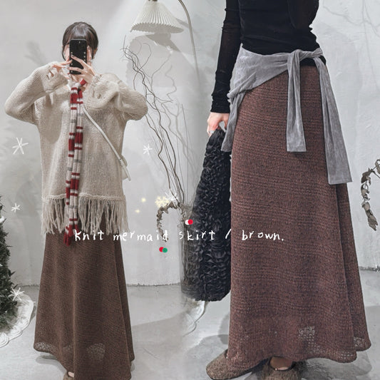 [ 現貨⋆⁺₊❅⋆ ] [ DDD MADE 自訂款 ] knit mermaid skirt / brown