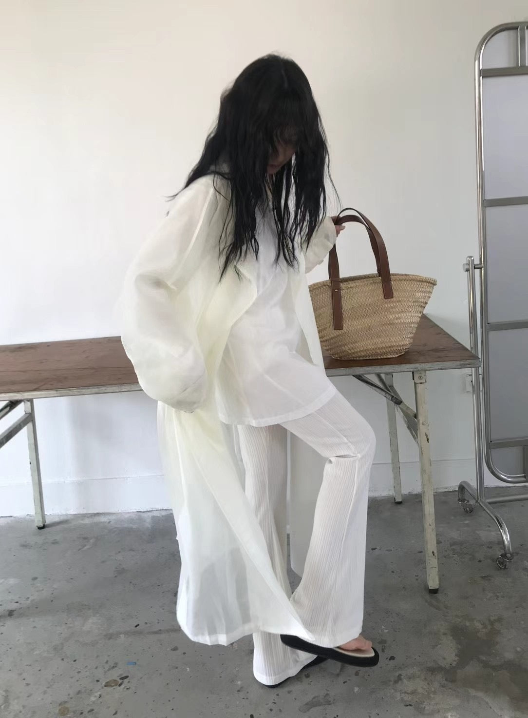 [ 預訂 ] See through trench coat / white