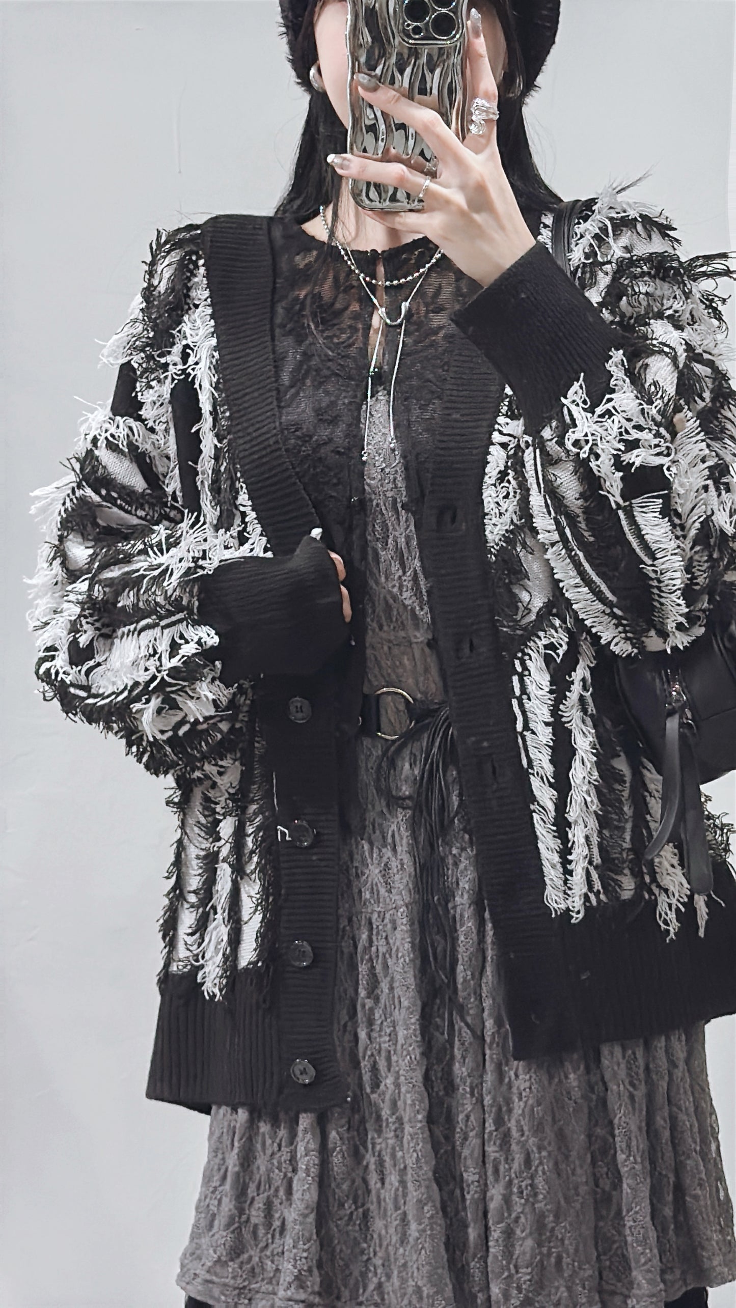 [ 現貨 / 預訂 ⋆𐙚 ̊ ] [ 店主大推！] Fringed oversized outer / black