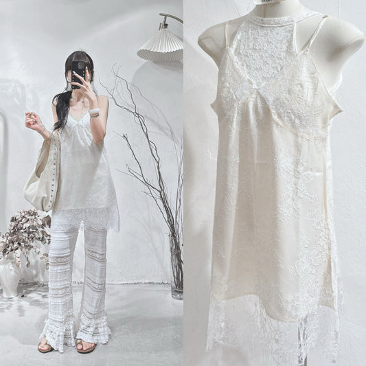[ 現貨 / 預訂🪽⋆ ] [ 超精緻☆!] Vintage Floral Sheer Lace Tunic Cami