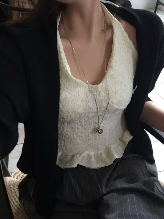 [ 預訂 ⋆✴︎˚｡⋆！] [ my picks! 超韓系 onni ˚⟡˖ ࣪ ] textured halter top / 2 colors