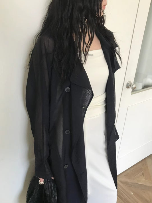 [ 預訂 ] See through trench coat / black