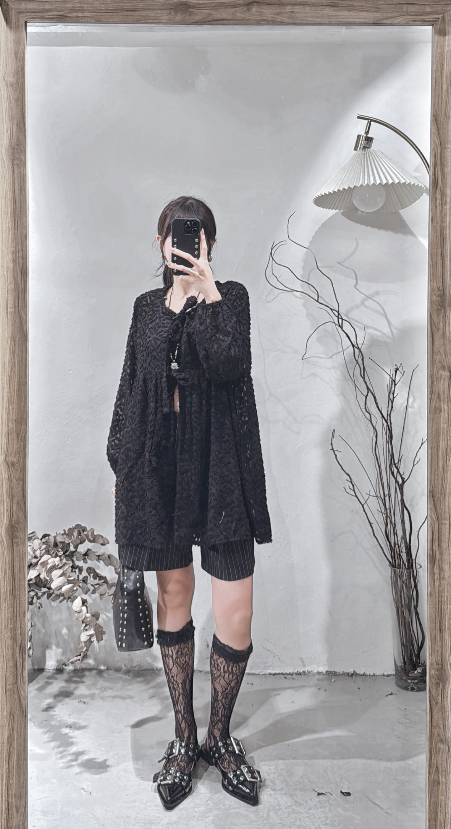 [ 現貨/預訂˚⊹♡ ] jacquard outer / black