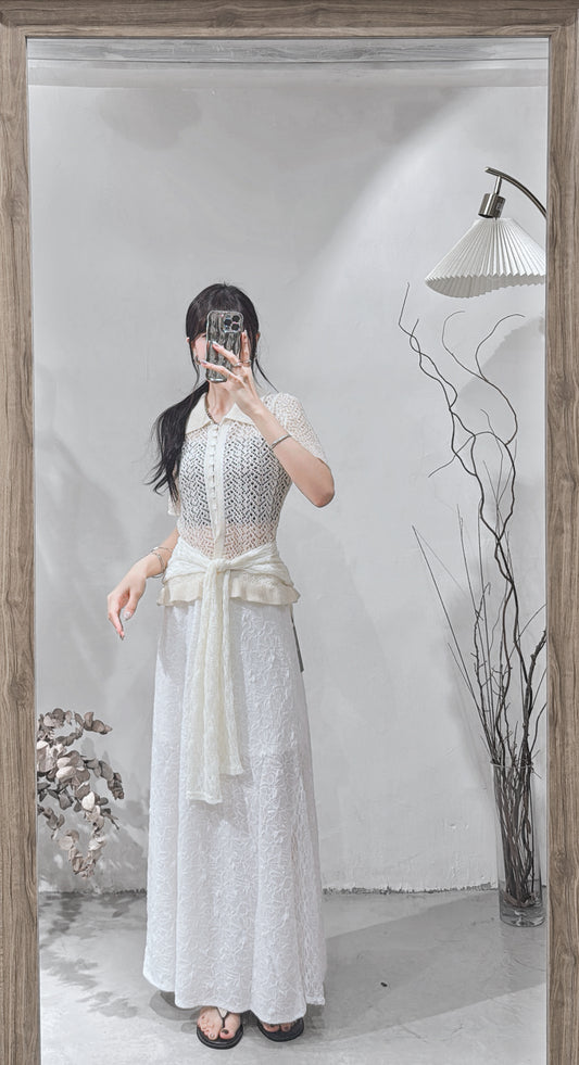 [ 現貨 / 預訂 ₊˚⊹♡ ] crocheted polo top / 2 colors