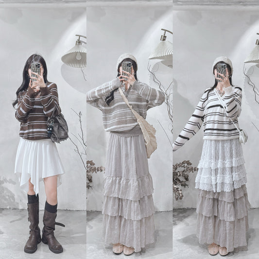 [ 預訂 ⋆✴︎˚｡⋆！] [ spring essentials ] striped mohair top / 4 colors