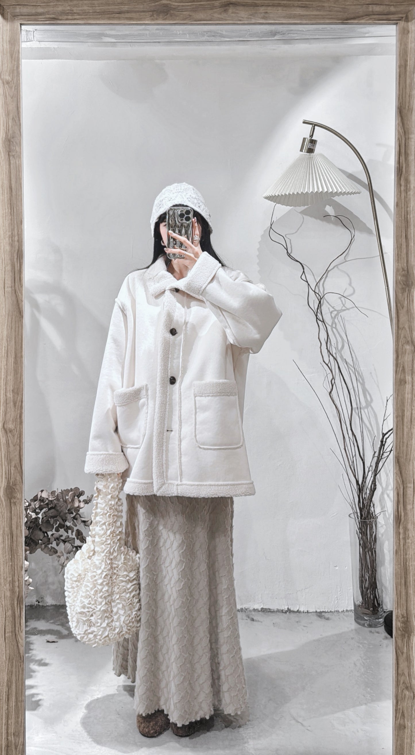 [ 現貨 / 預訂 ⋆𐙚 ̊ ] [ 店主自留！] Faux-mouton stand jacket / ivory