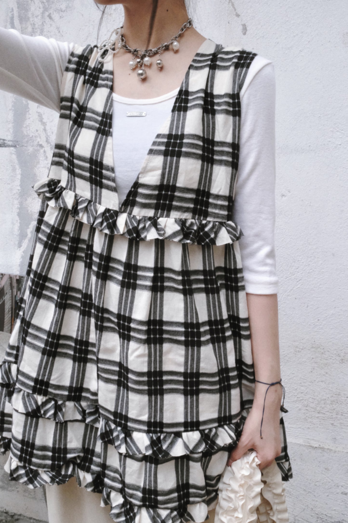 [ 現貨/預訂 .˚‧💭] Checkered 2-ways vest / 2 colors