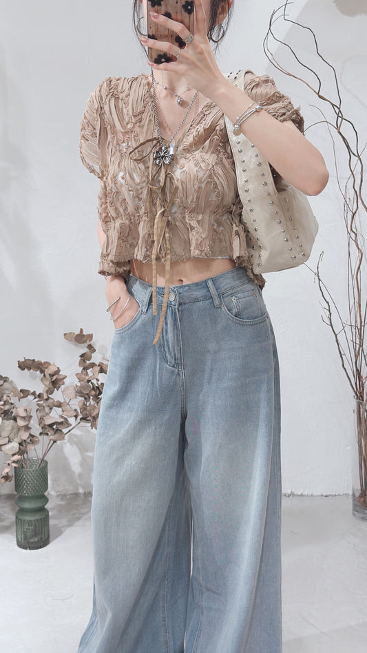 [ 現貨 ˚⊹♡ ] feather gilet vest / brown