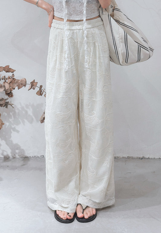 [ 現貨 / 預訂🪽⋆ ՙִՙ ] cute lace wide pants / 2 colors