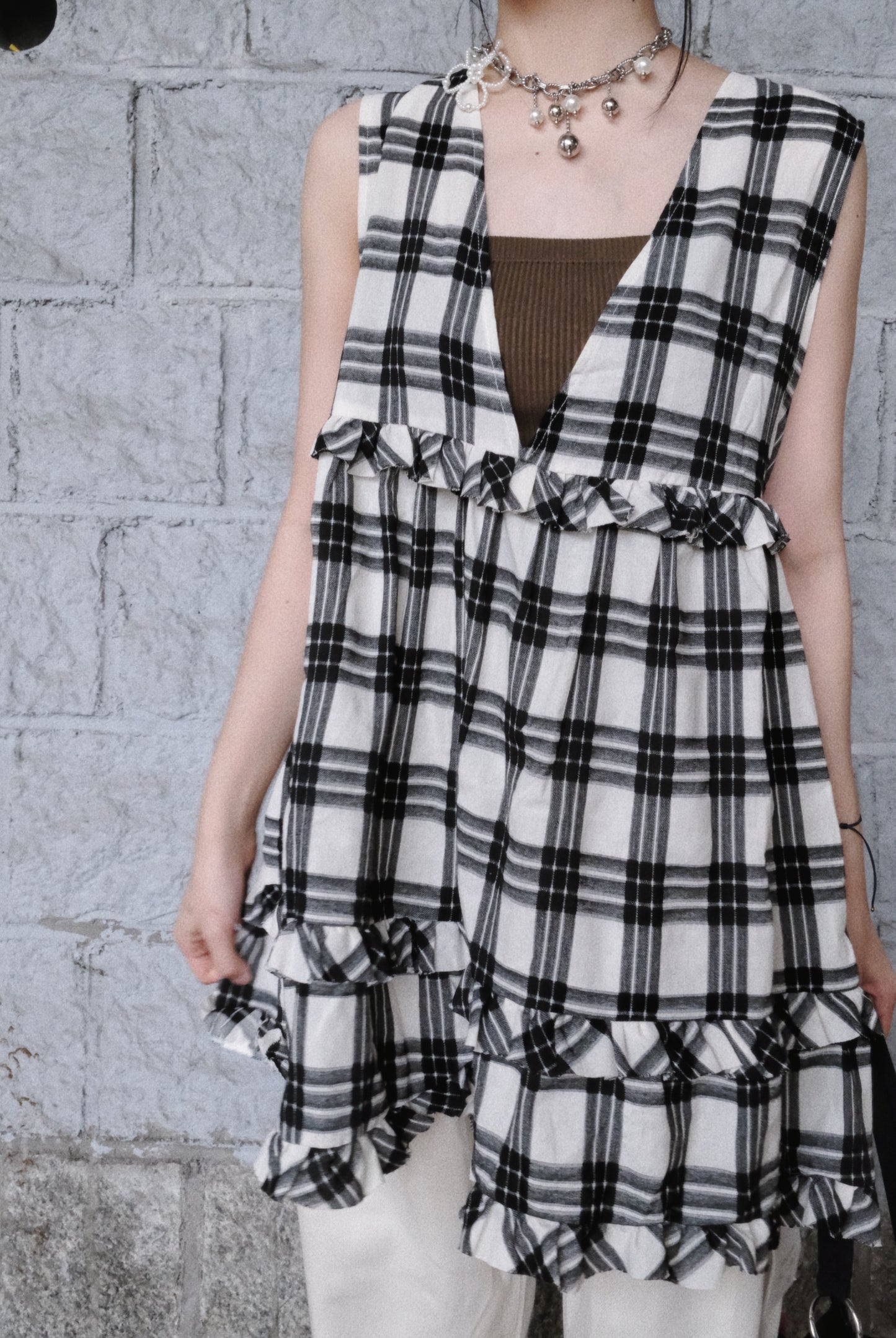 [ 現貨/預訂 .˚‧💭] Checkered 2-ways vest / 2 colors