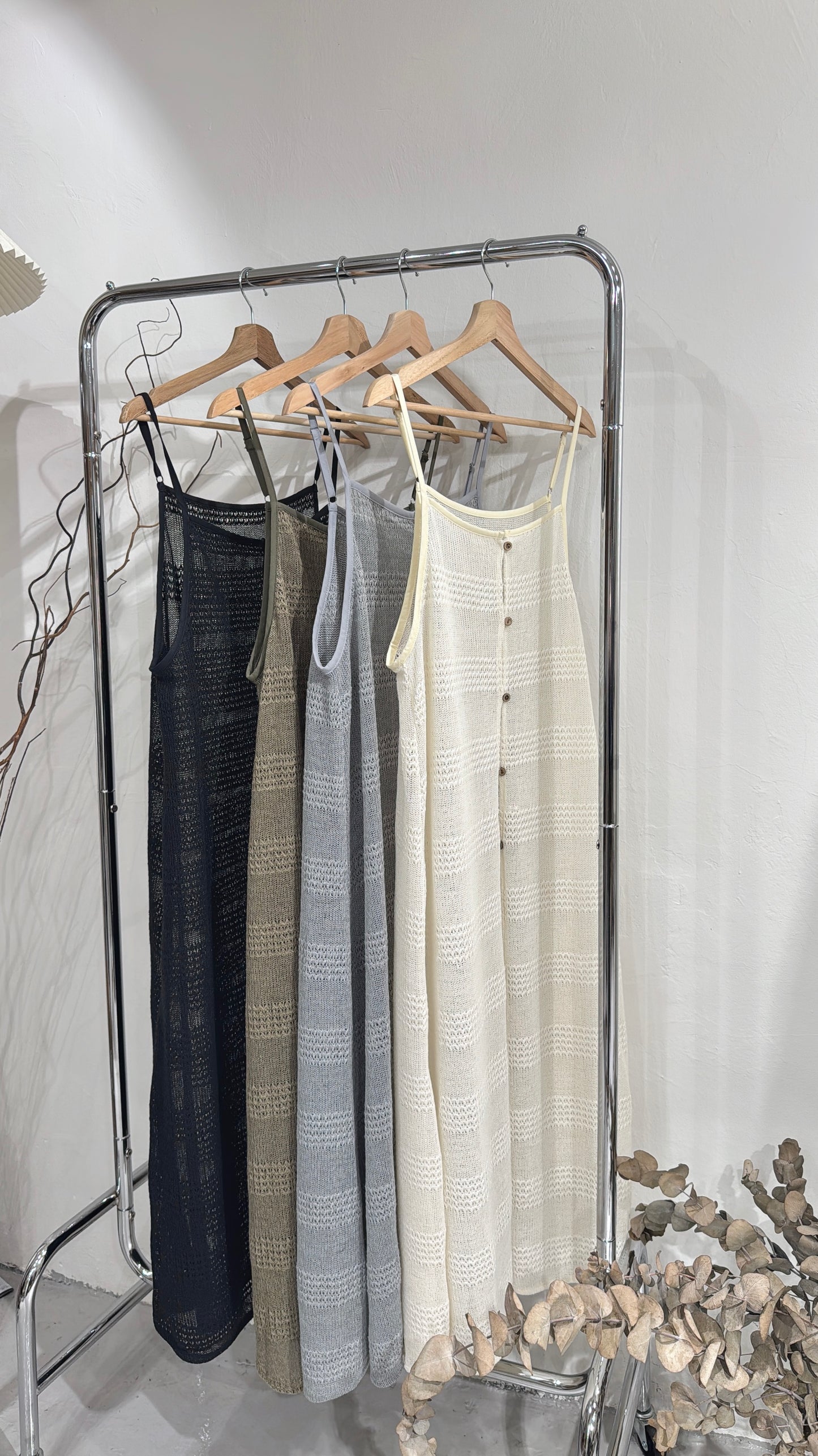 [預訂] Striped knit ops / olive