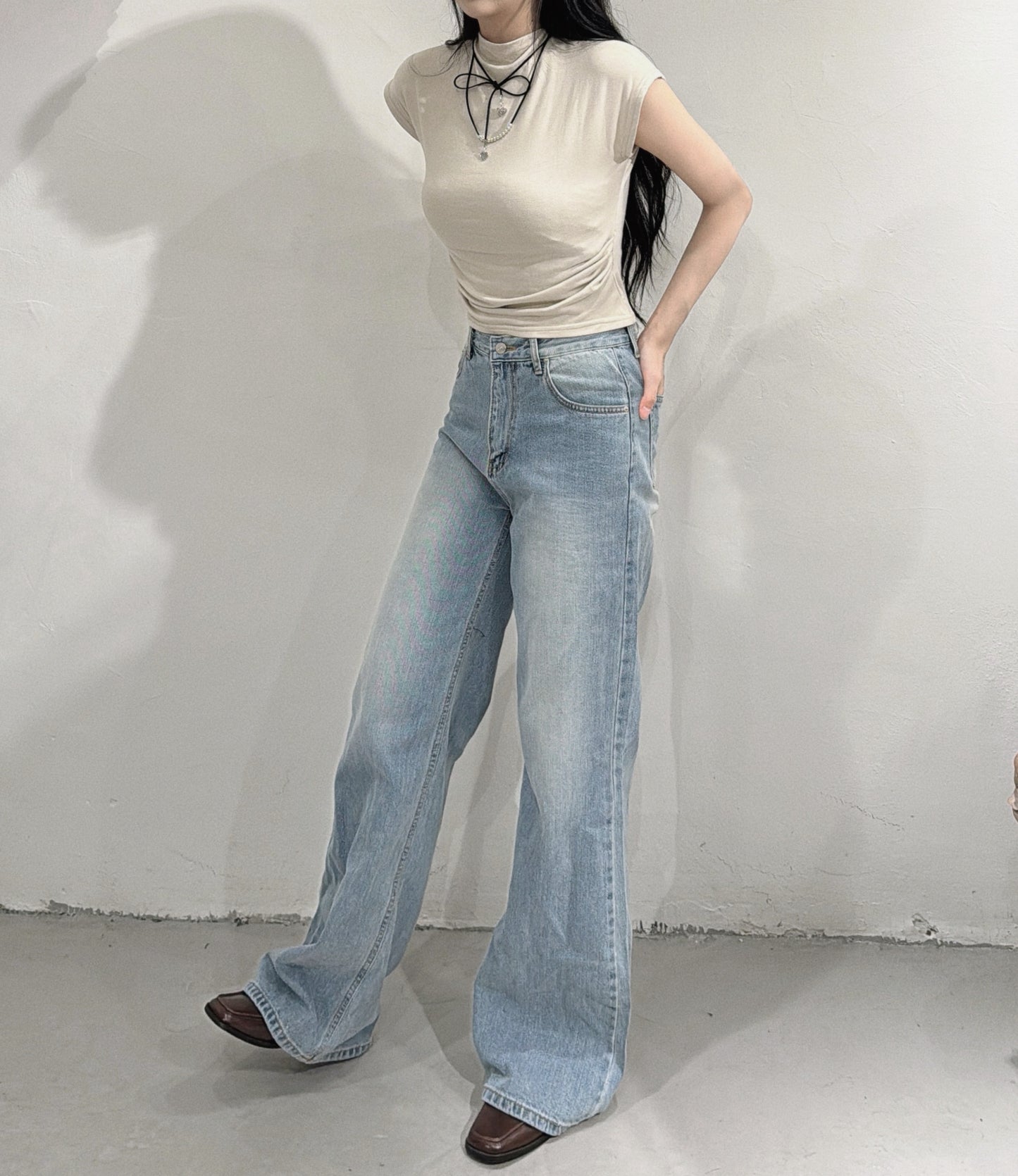 [ 店主自留! ] Washed little flare jeans / denim