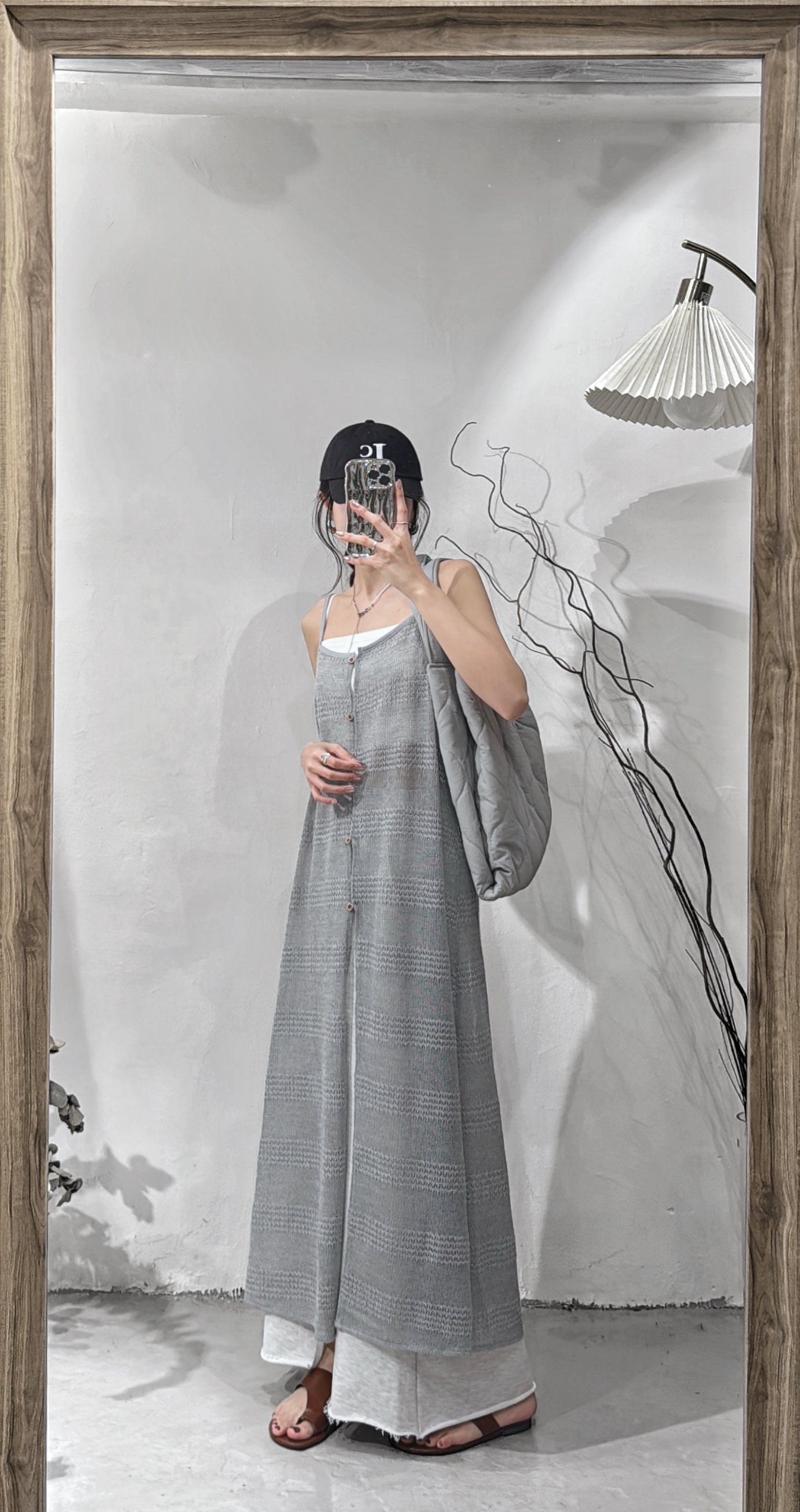 [預訂] Striped knit ops / grey