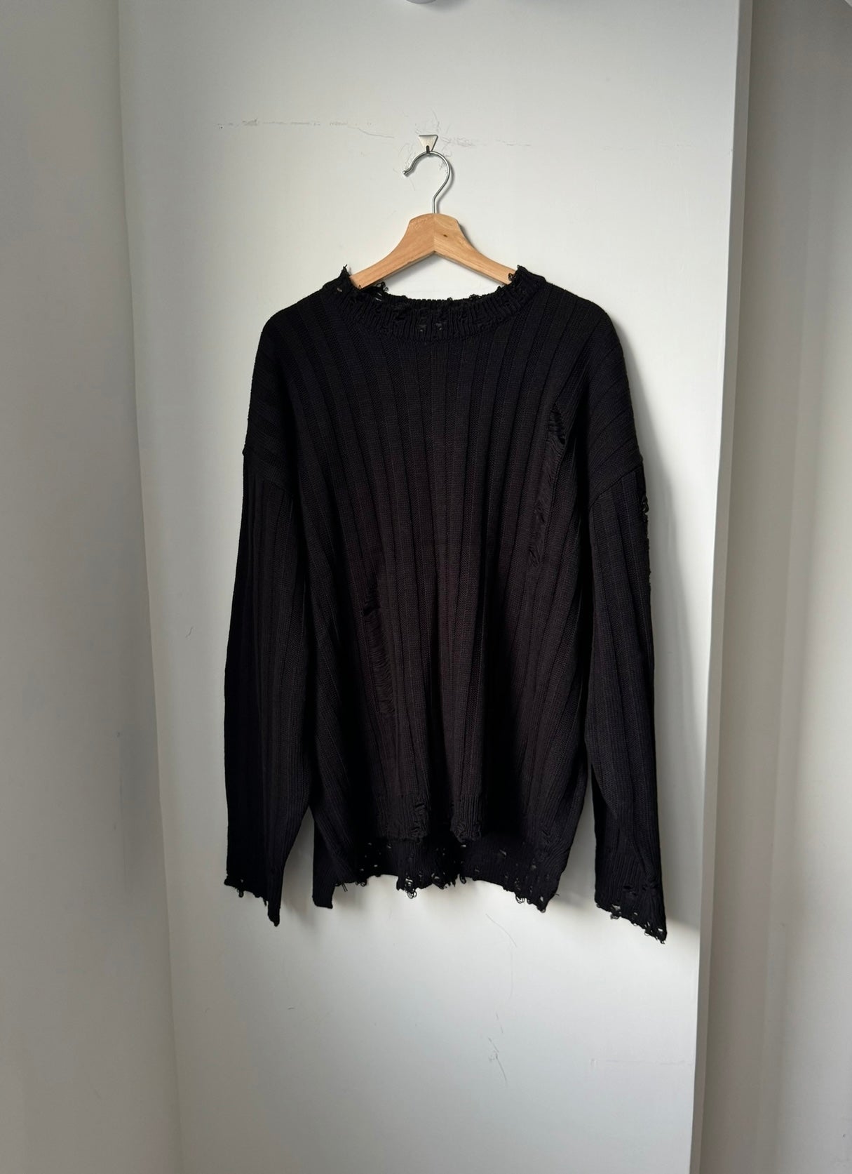 [Grange Style ! ] Destory Knitted Sweater - Black