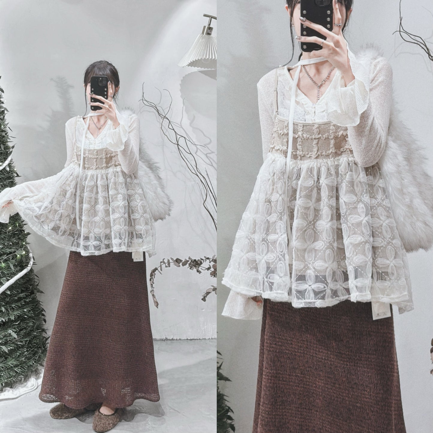 [ 現貨/預訂⋆⁺₊❅⋆ ] [重工！] patchwork cami / beige