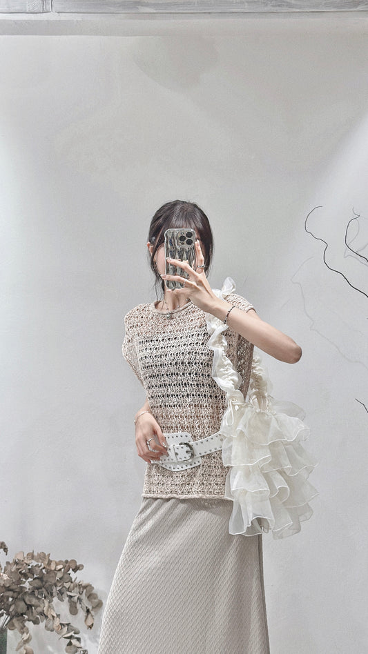 [ 現貨/預訂⋆⭒˚.⋆ ] mesh knit vest / beige