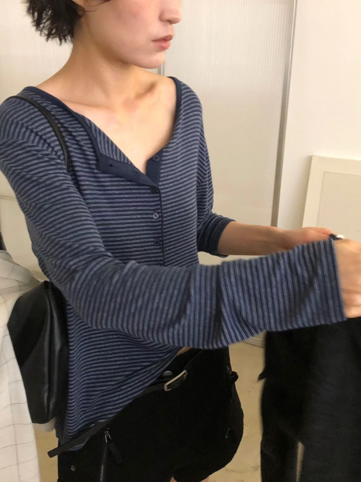 ［ 早鳥 early bird 價 🐈‍⬛✨ ] striped henley top / 7 colors