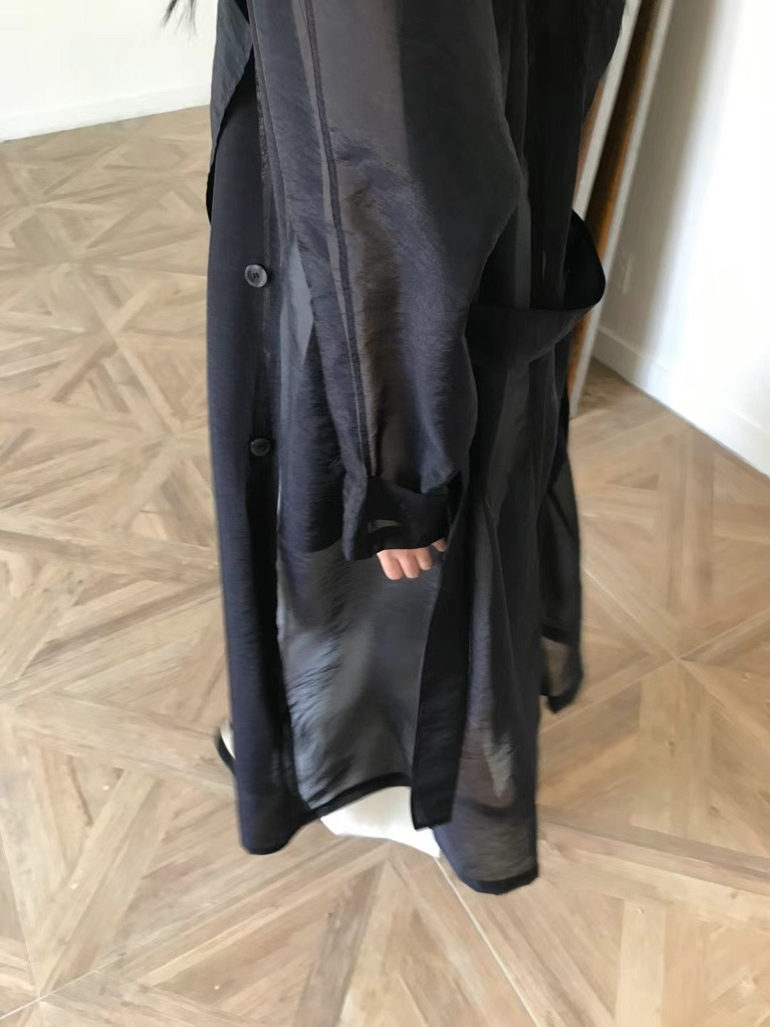 [ 預訂 ] See through trench coat / black