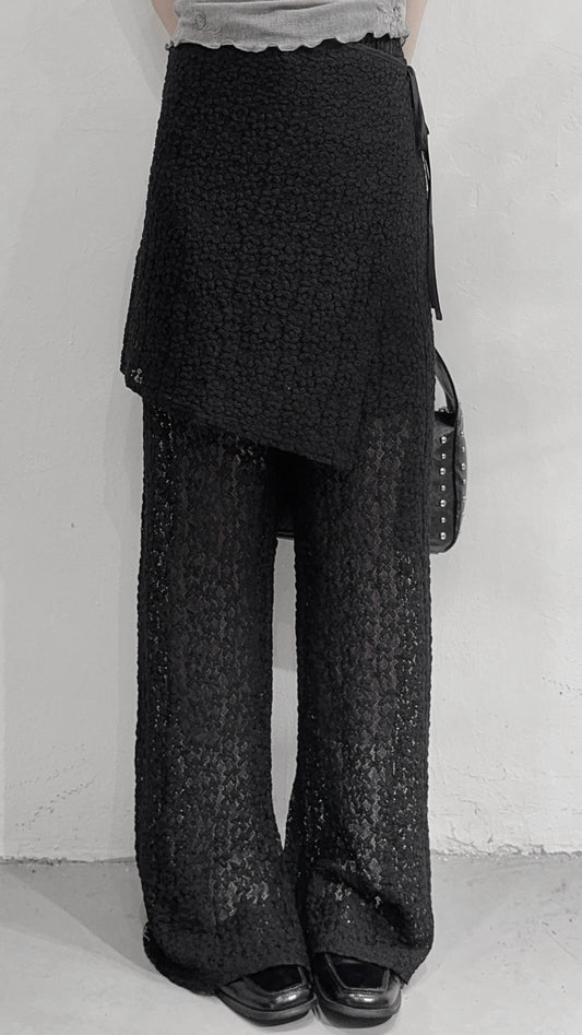 [ 現貨 ₊˚⊹♡ ] [ 連腰巾 ] lace pants / black