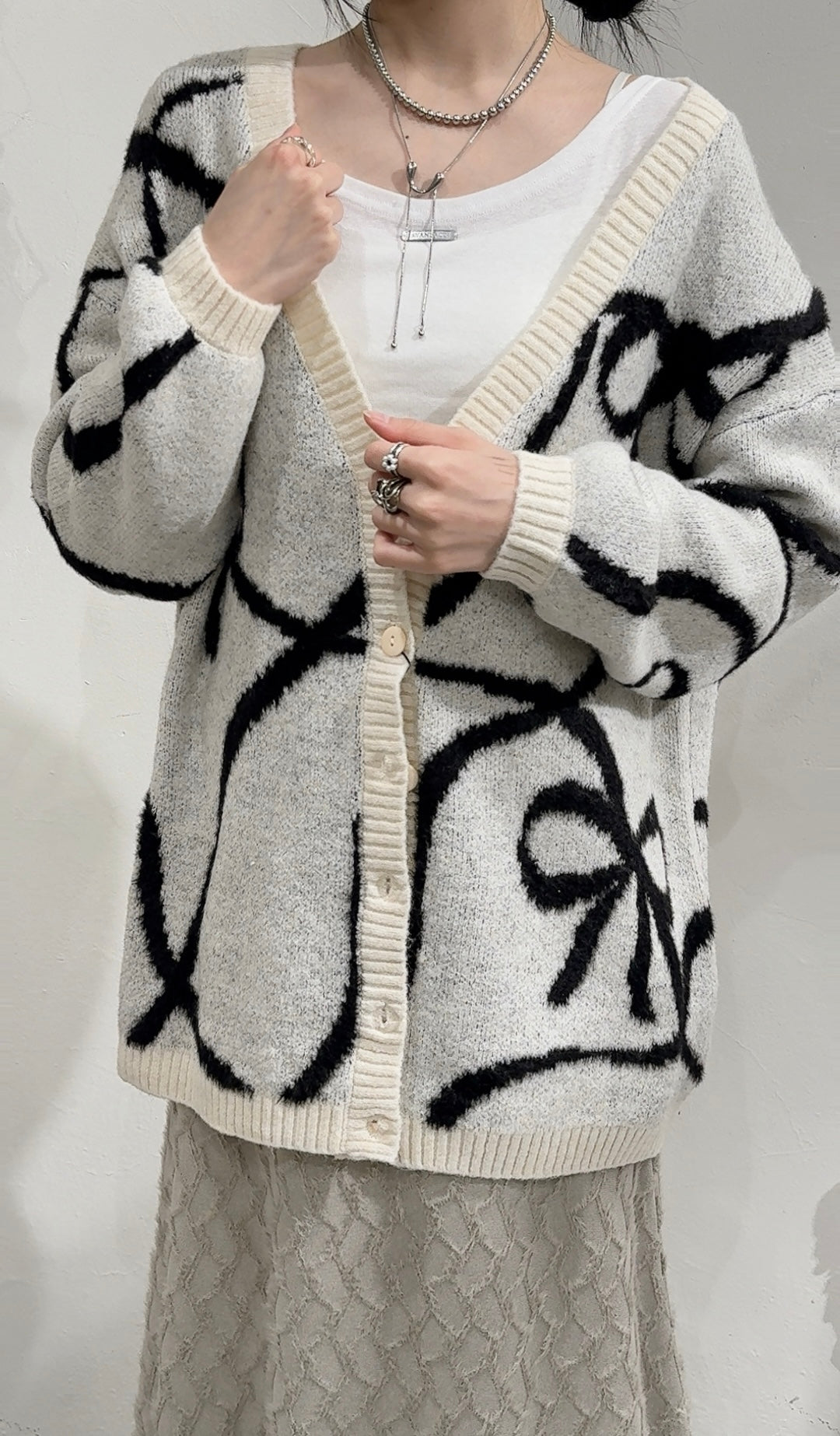[ 限量現貨！⋆𐙚 ̊ ] Big ribbon cardigan / white
