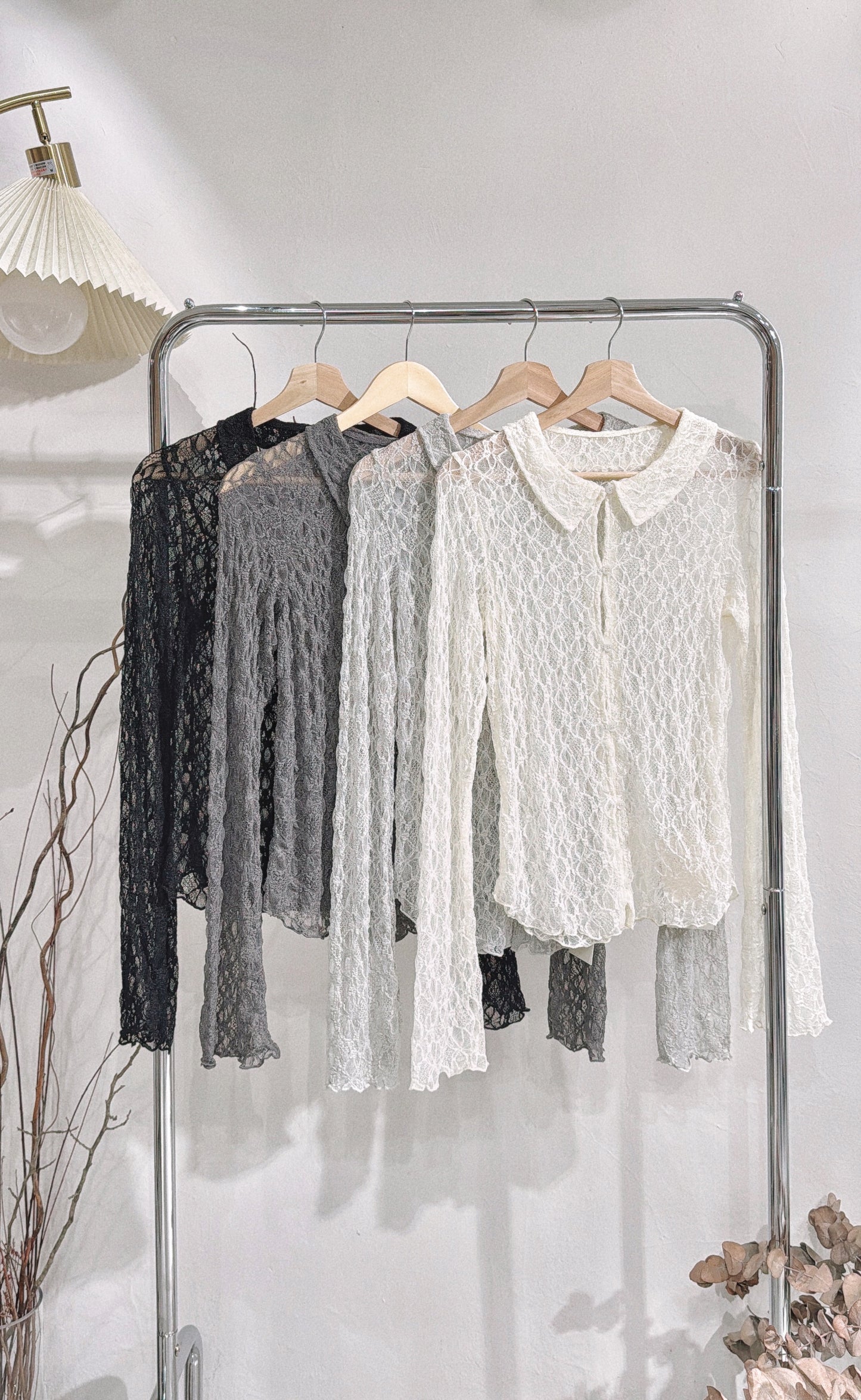［   ✮𓂂⋆預訂 ] [ 單穿內搭都超好看！] Lace polo top / 4 colors