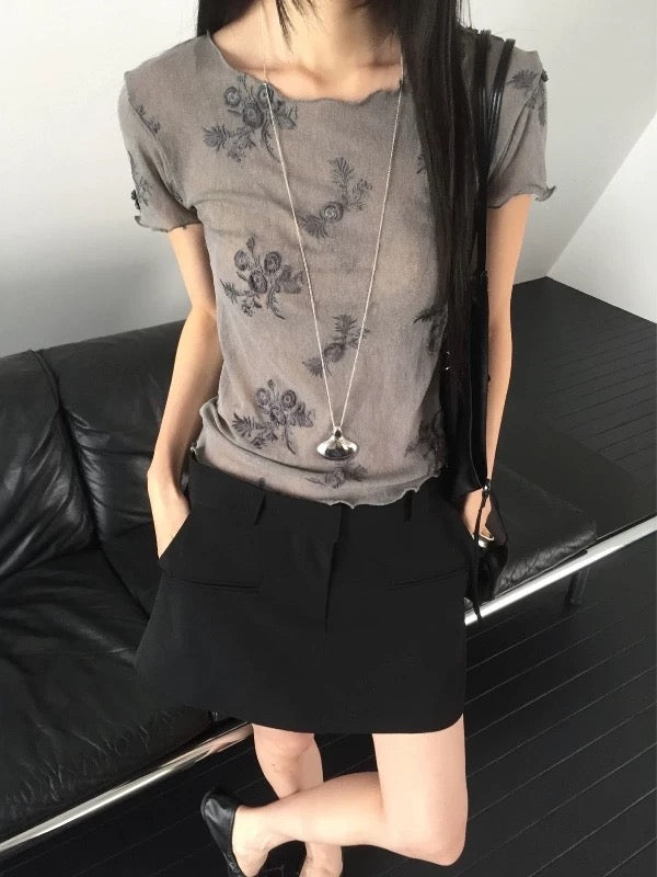 [ 預訂  ₊˚⊹♡ ] [ my picks! ] floral patterned tee / 2 colors