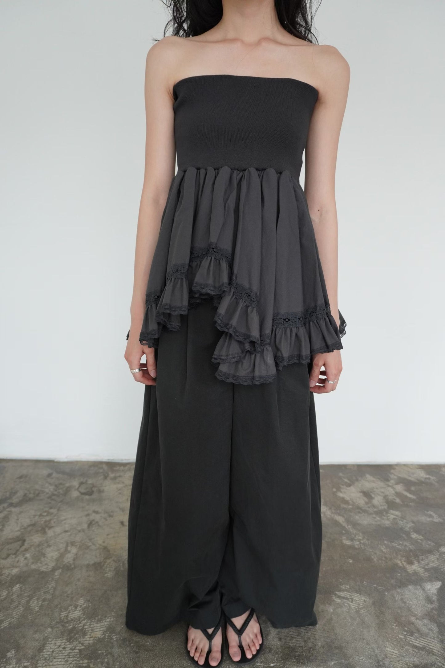 [ 預訂🪽⋆ ՙִՙ ] [ 2-ways! ] ruffle pleated tube dress • 2 colors