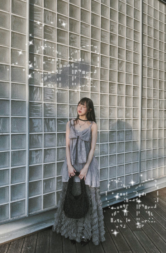 [ DDD MADE 𐙚˙⋆.] [超美layer. 💖]Feather ribbon top / grey