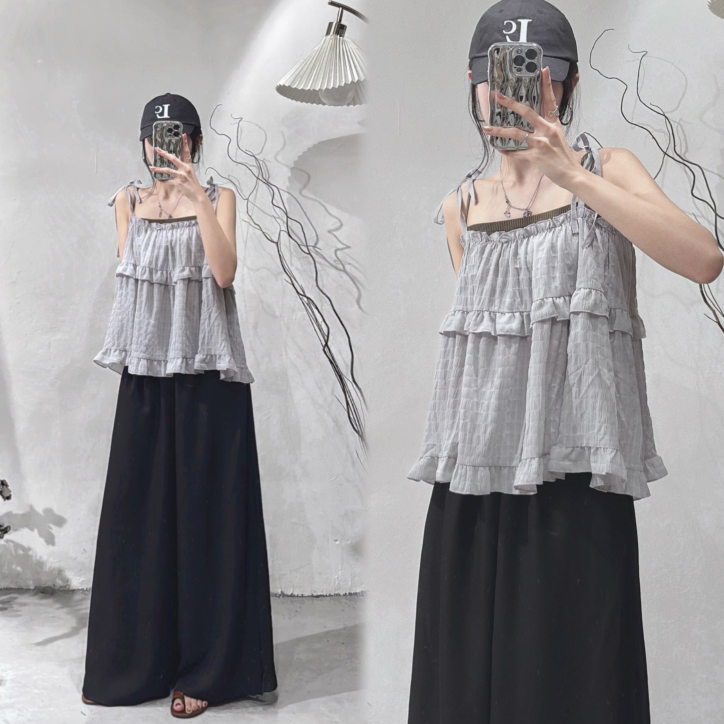[現貨！] Ruffle luna cami / grey