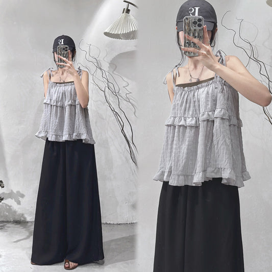 [現貨！] Ruffle luna cami / grey