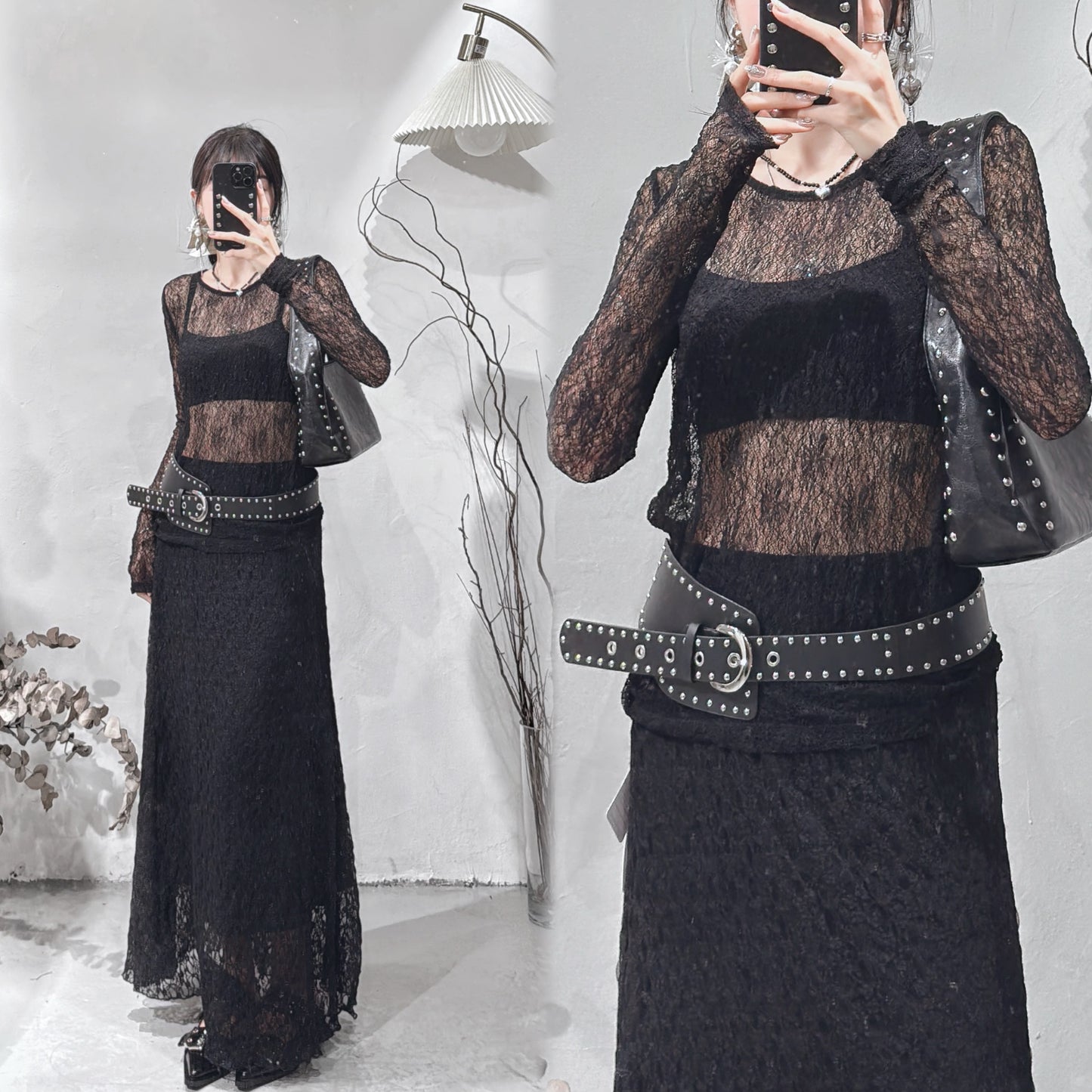 [ 預訂˚.🎀༘⋆ ] [ 店主最愛打底！] snowflake top / black