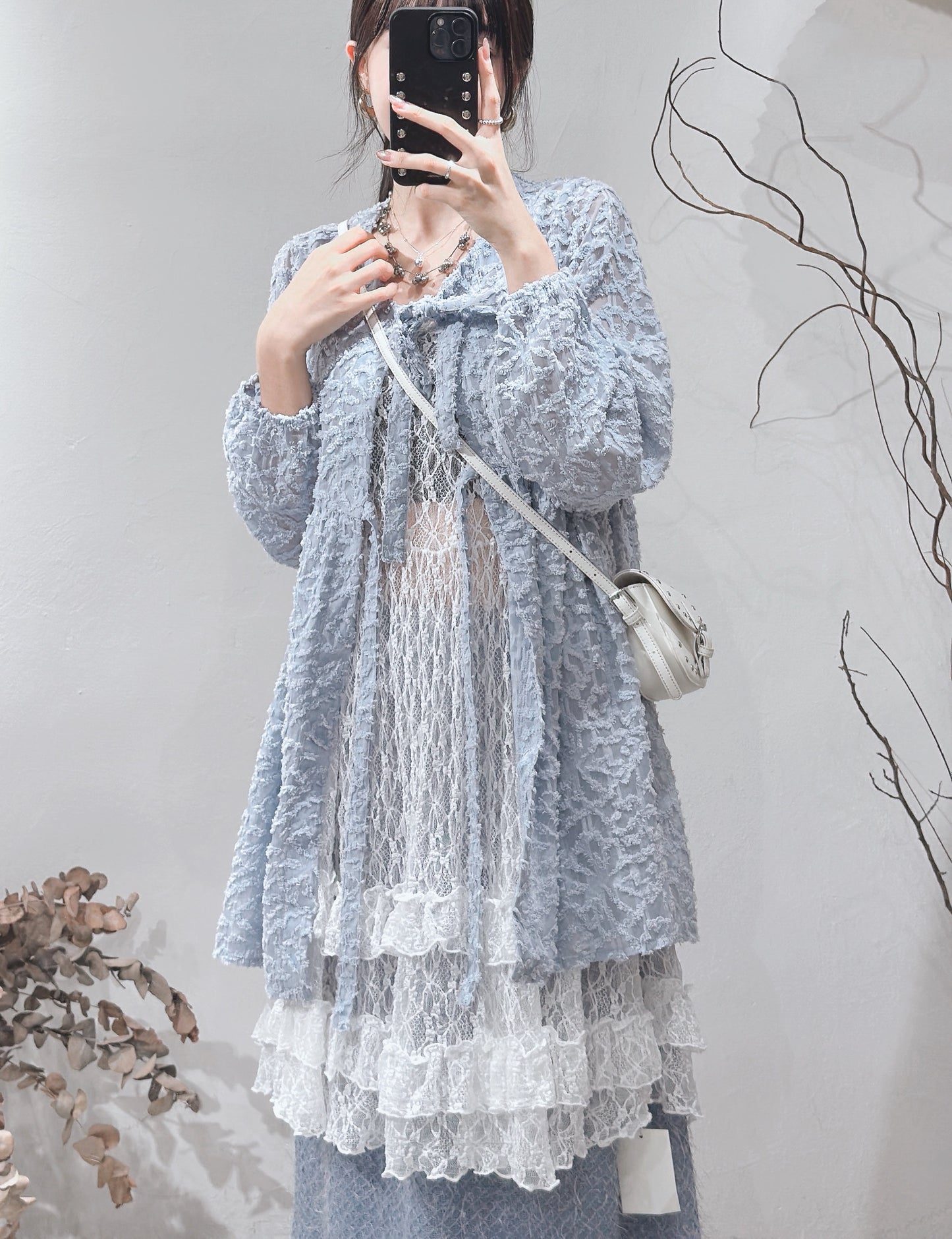 [ 現貨/預訂˚⊹♡ ] jacquard outer / blue
