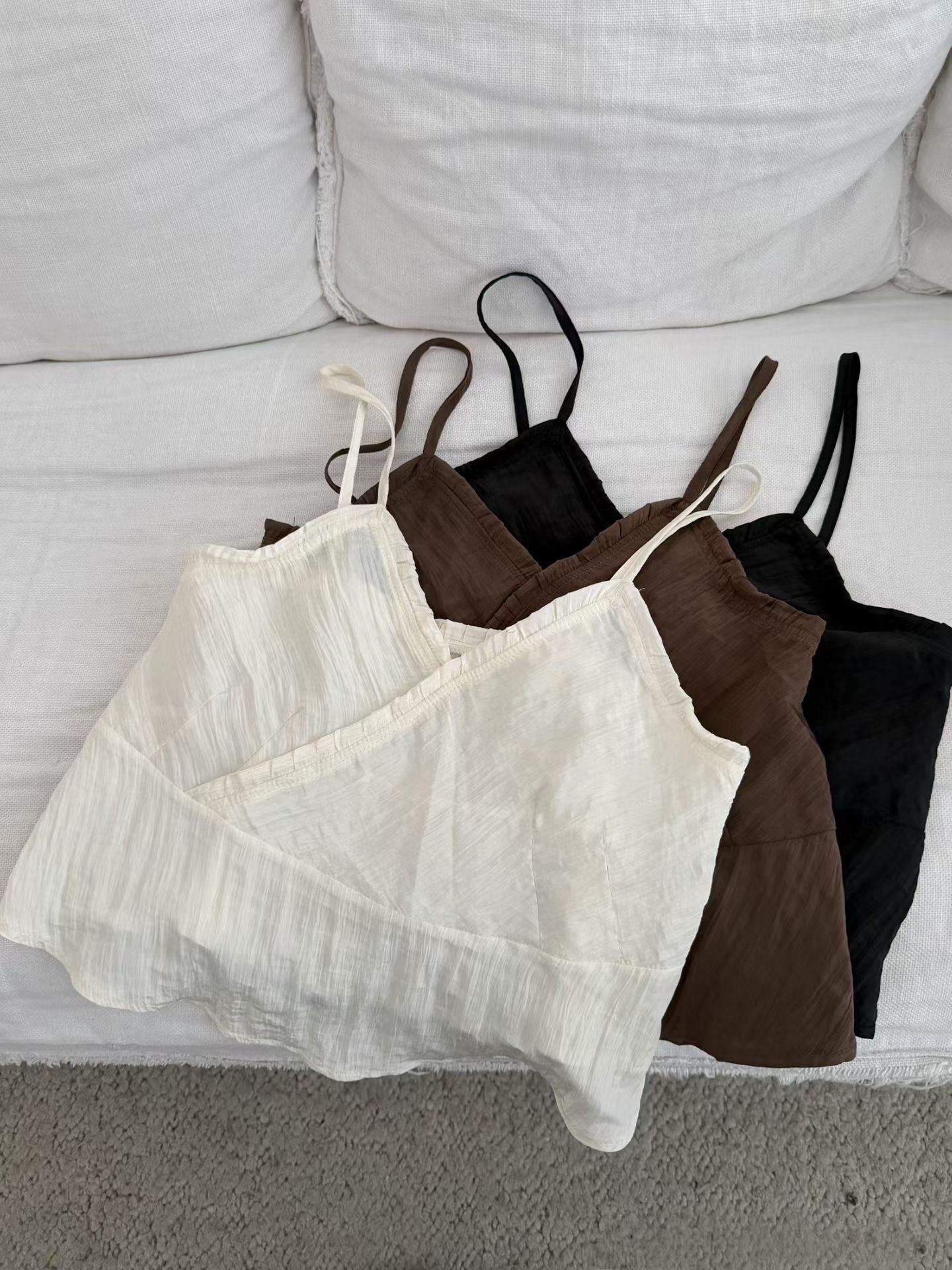 [ 預訂🪽⋆ ՙִՙ ] frilled cropped cami / 3 colors
