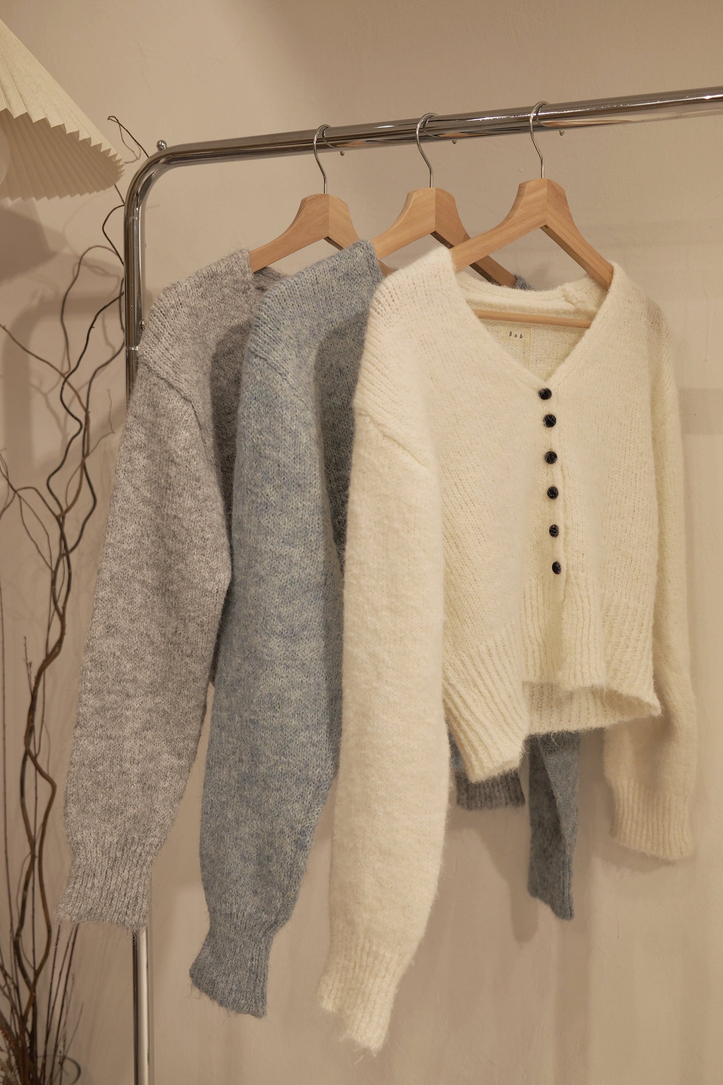 [ 店主&models' pick!] V-neck shaggy knit/ blue