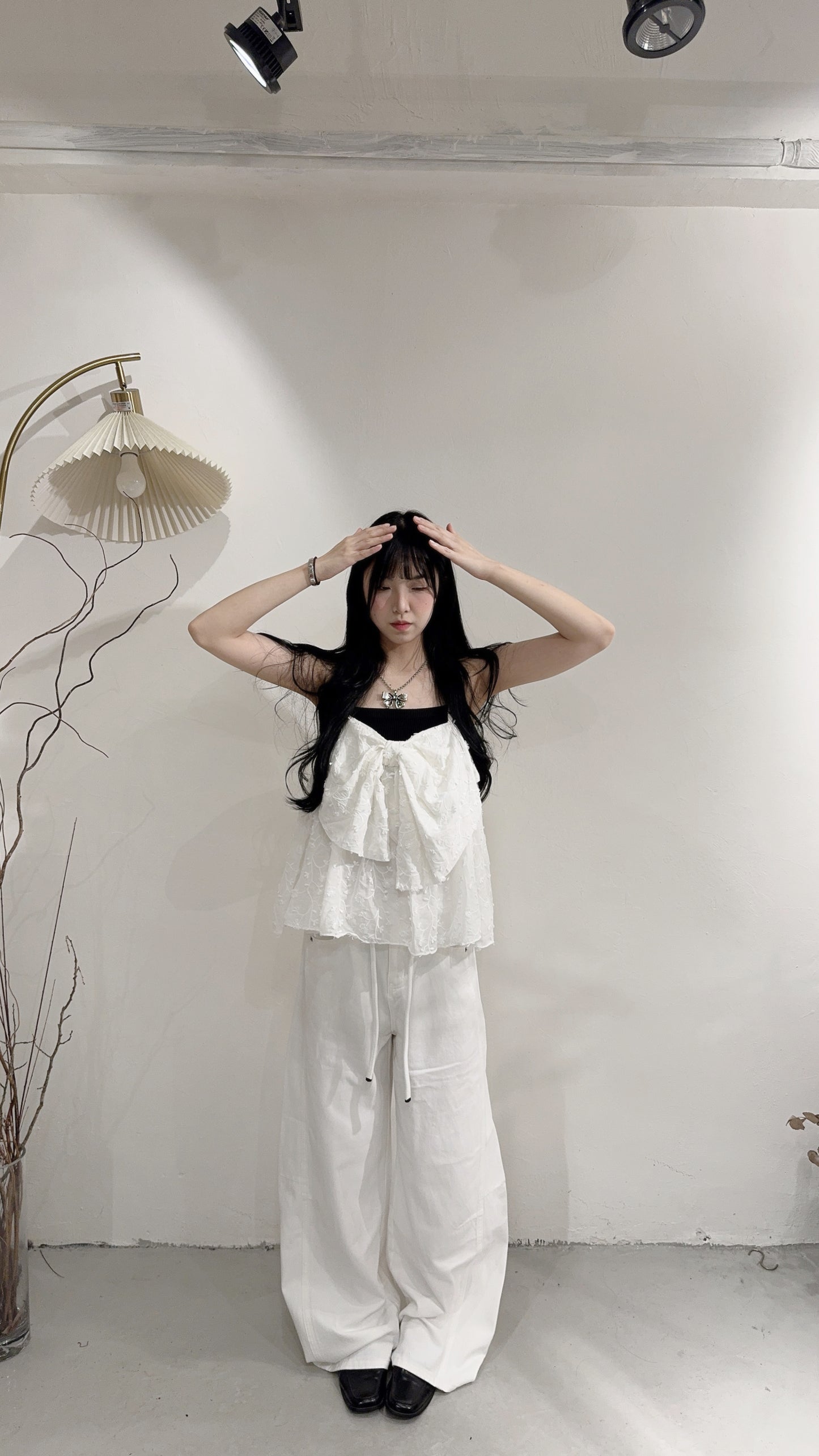 [ 預訂 ༠°◞✭ ゛] [ 前後可著! ] back ribbon cami • 2 colors