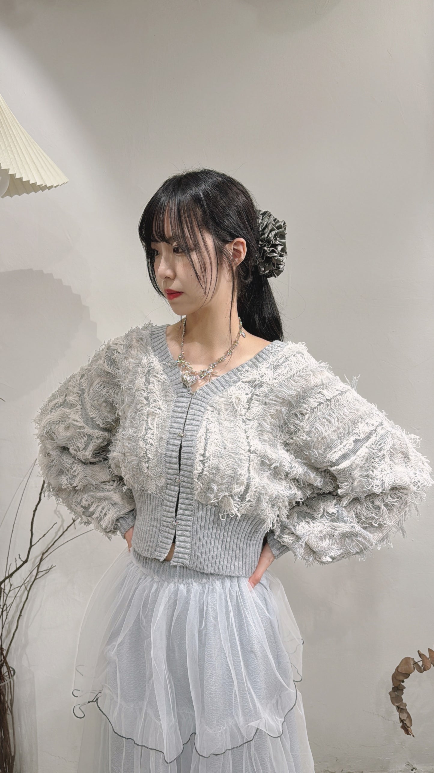 [ 現貨 ˚.🎀༘⋆] [ 限量！完售即止！] fringed outer / grey