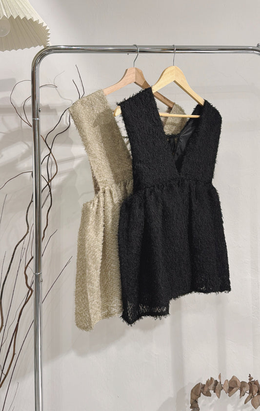 [ 現貨 / 預定 ⋆𐙚 ̊ ] Fringe Jacquard v-neck vest / 2 colors