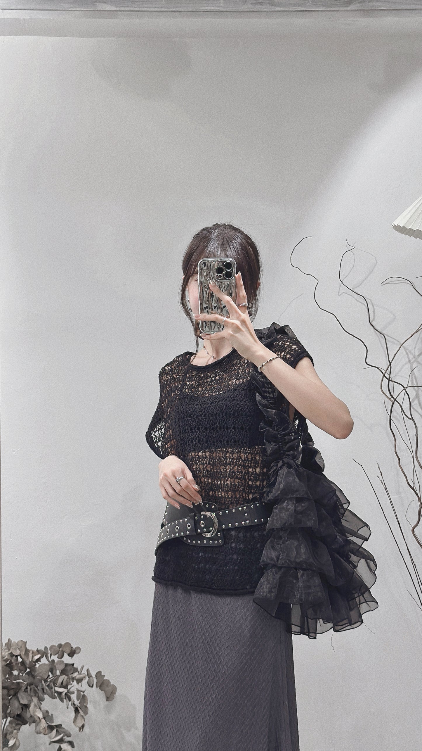 [ 現貨/預訂⋆⭒˚.⋆ ] mesh knit vest / black