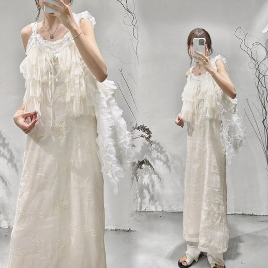 [ 兩邊可著！] ruffle 2-ways cami / ivory