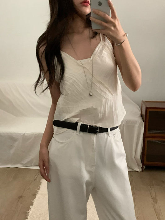 [ 預訂🪽⋆ ՙִՙ ] frilled cropped cami / 3 colors