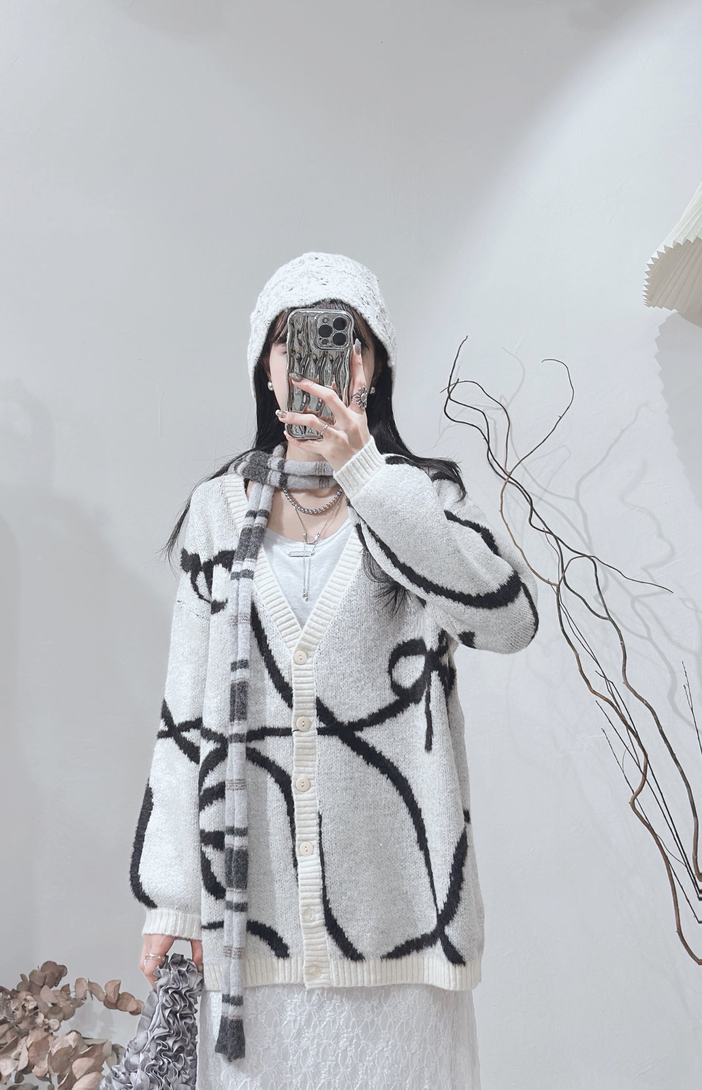 [ 限量現貨！⋆𐙚 ̊ ] Big ribbon cardigan / white