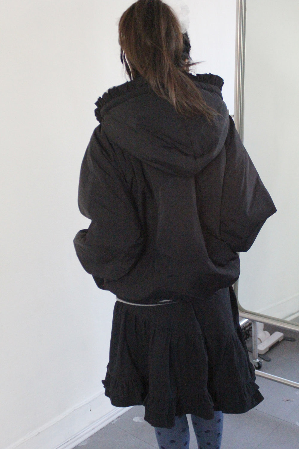 [ 🎀必收荷葉邊抽繩外套！] ranni jacket/ black