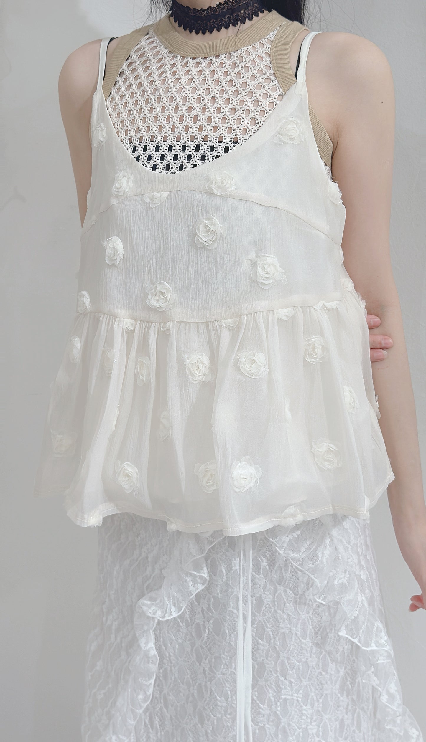 [ 預訂  ₊˚⊹♡ ] [ my picks! ] rose cami / ivory