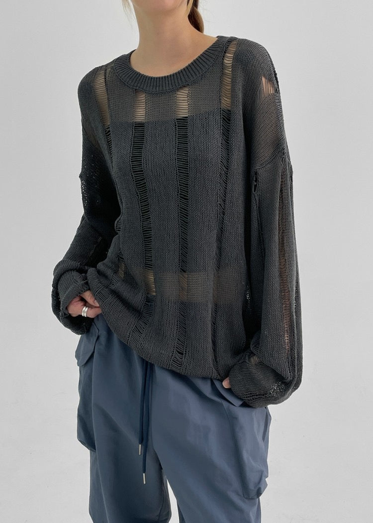 [直播92折適用!🛒] damaged knit / grey