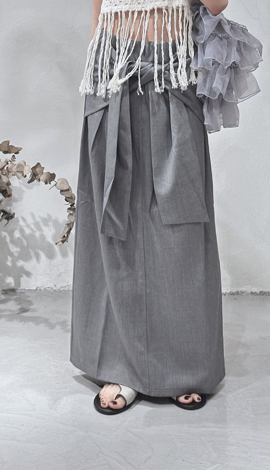 [ 現貨/預訂 ] front tied skirt / grey