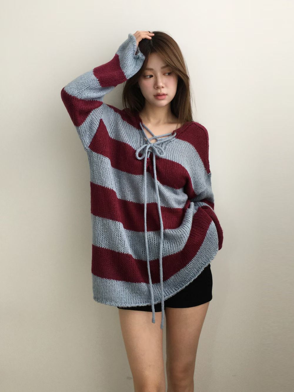 [ 超抵價！早鳥預訂款  📷 ༘ ⋆｡ ˚ ] striped knit top / blue