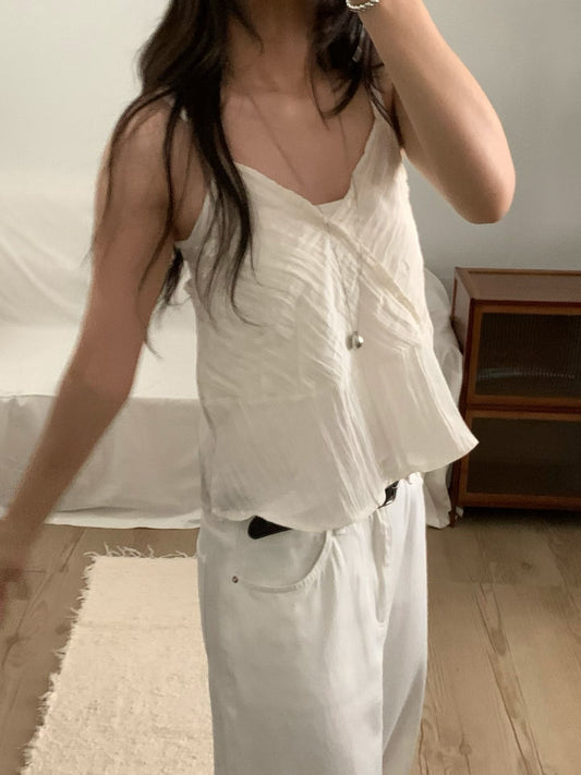 [ 預訂🪽⋆ ՙִՙ ] frilled cropped cami / 3 colors