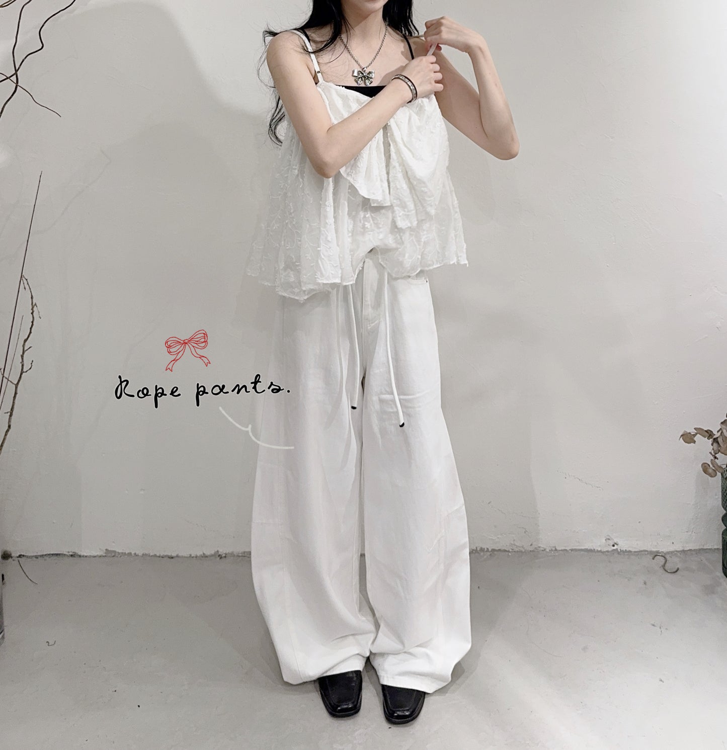[ 預訂 ༠°◞✭ ゛] [ 前後可著! ] back ribbon cami • 2 colors
