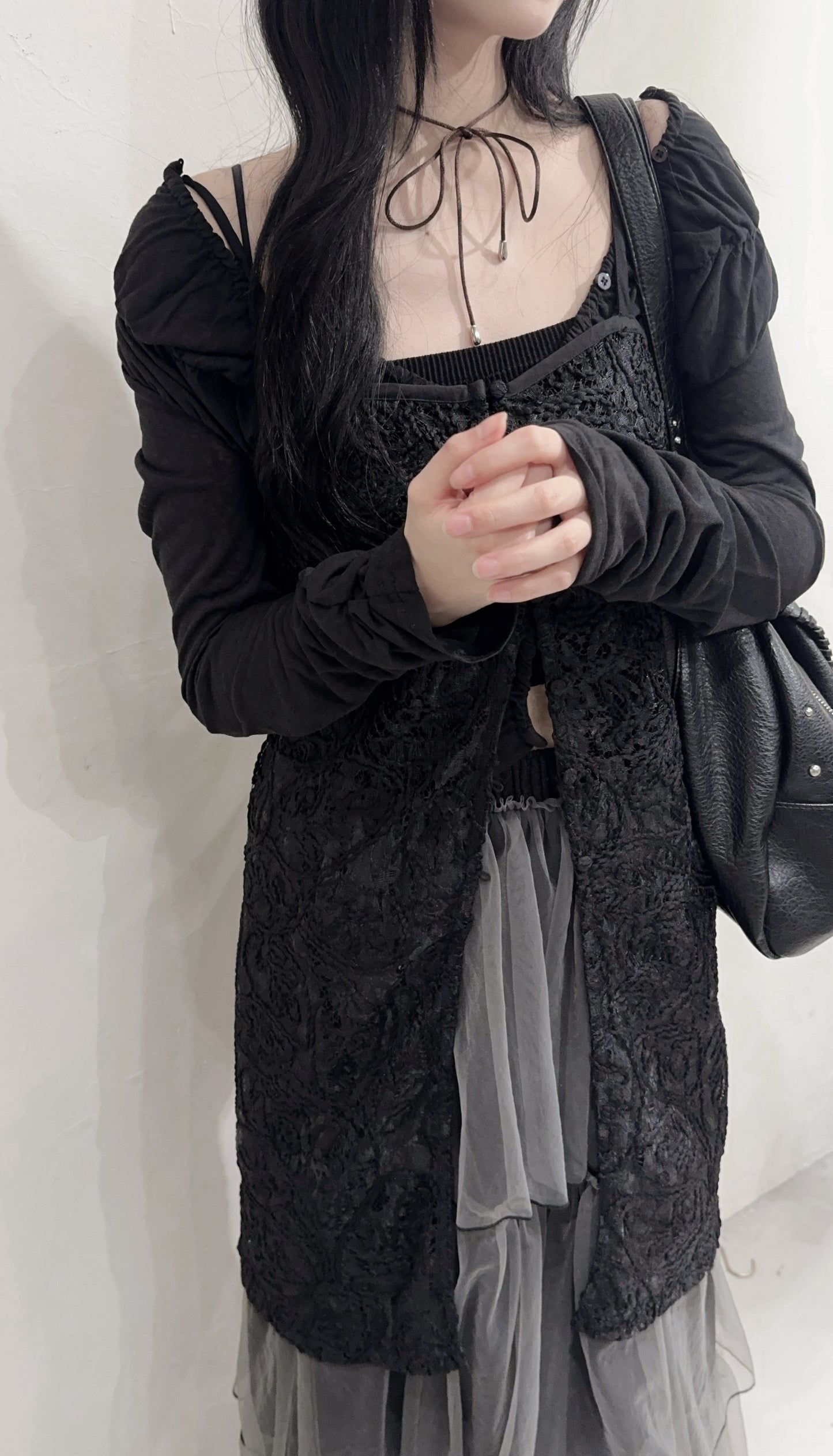 [ ⋆𐙚 ̊. 現貨 ] Lace cami ops / black